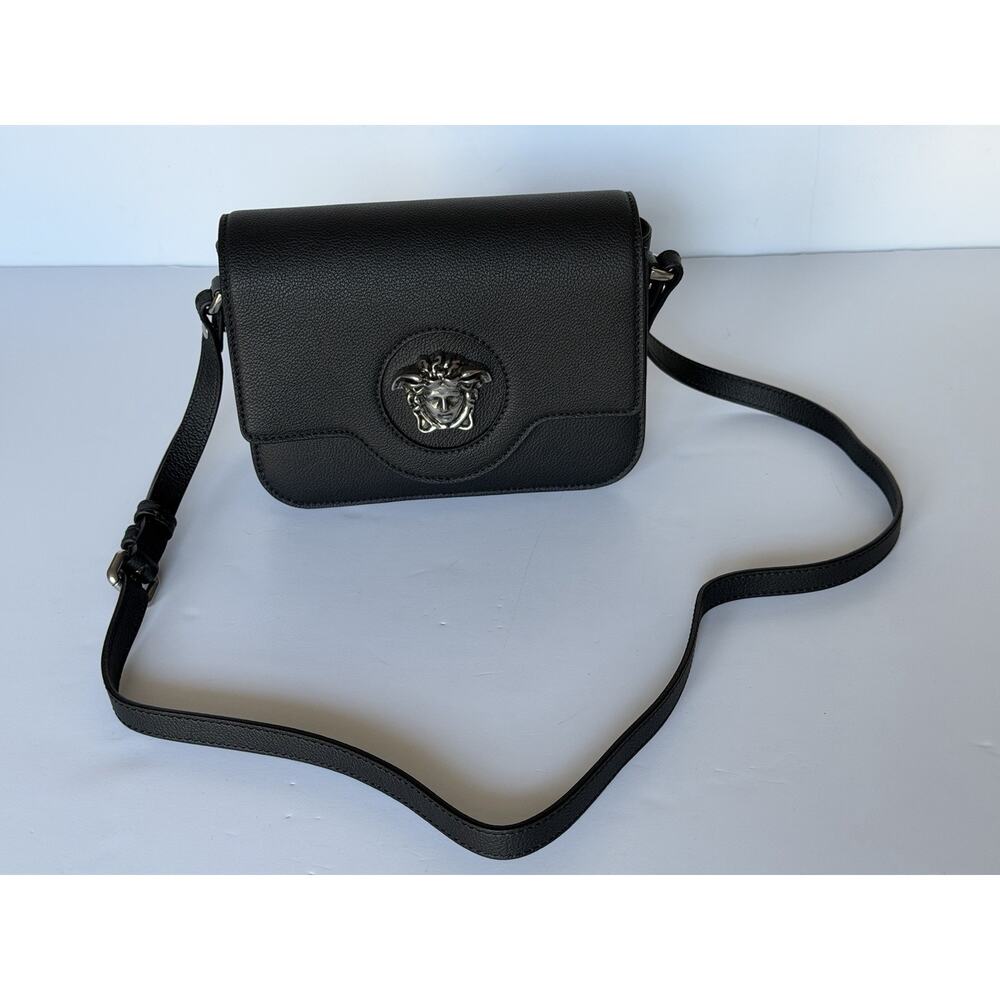 Versace Gold Medusa Head Leather Black Small Shoulder Bag 1008100 NWT $1750 - Picture 10 of 16